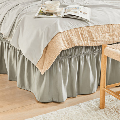 NICELEAF Elastic Bed Ruffle, Easy Wrap Around Ruffle, Microfiber Bed Skirt With Adjustable Elastic Belt 15 Inch Tailored Drop, Hotel Quality Bedskirt, Fade Resistant, Easy Fit, Machine Washable