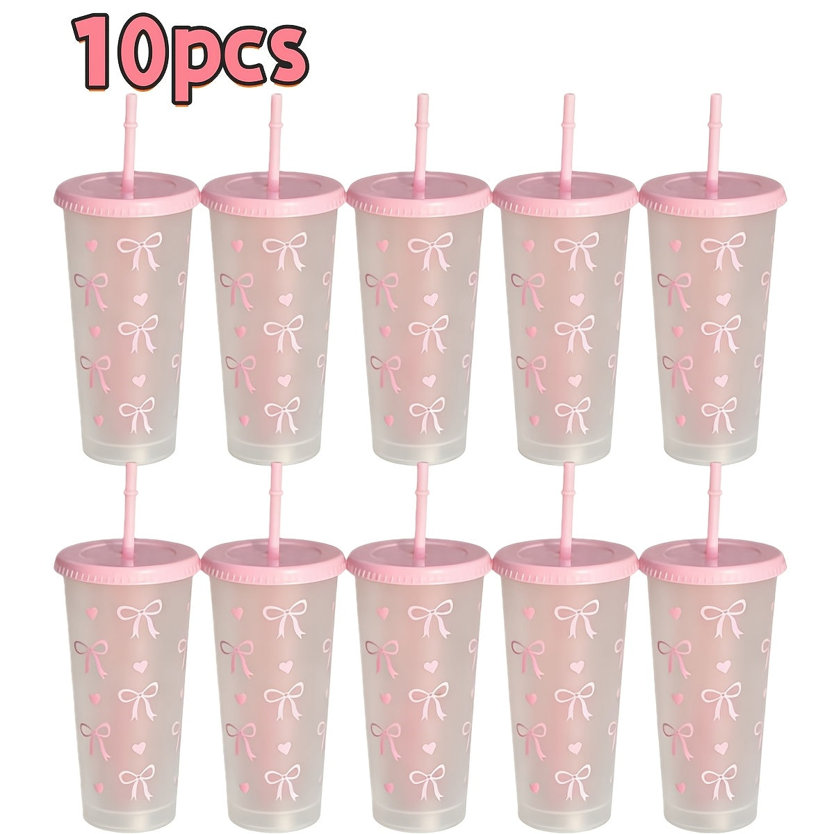 A Set of 10 Or 20 Reusable 24 Oz (Ounces) Party Cups - Made of PP Material, Equipped with Lids, Straws And Dust Covers, Is Perfect for Parties, Gatherings, Offices And Camping. It Is The Top Choice for Holiday Bulk Gifts