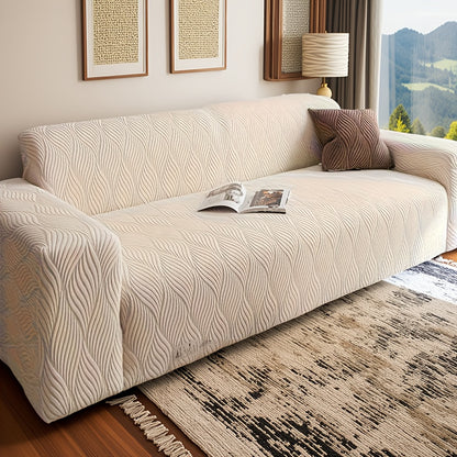 1pc Modern Jacquard Sofa Cover, Elastic Polar Fleece Artistic Style, Slip-Resistant And Durable, All-Season Furniture Protector for Living Room, Office, Bedroom Includes Matching Pillow Covers, Free Same Style Pillowcase: 1pc