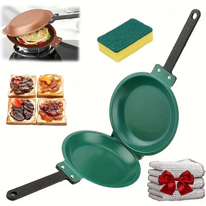 Cookware Made of Stainless Steel, a Pancake Skillet That Is Non-Stick on Both Sides, Reversible And Foldable, Ideal for Making Fluffy Pancakes, Omelettes, Frittatas, And Other Breakfast Dishes.