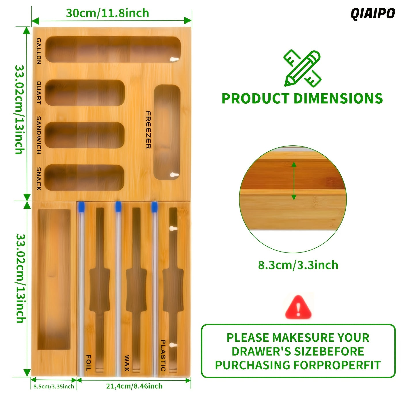 1pc 9-IN 1 Sealer Bag Organizer Box, Kitchen Drawer Organizer, Foil And Plastic Wrap Organizer, Compatible With Sandwich, Snack Variety Size Bags, Easy To Use And Clean, It'S A Great Choice For The Kitchen.