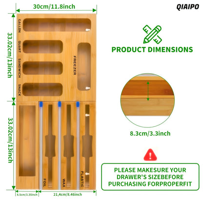 1pc 9-IN 1 Sealer Bag Organizer Box, Kitchen Drawer Organizer, Foil And Plastic Wrap Organizer, Compatible With Sandwich, Snack Variety Size Bags, Easy To Use And Clean, It'S A Great Choice For The Kitchen.