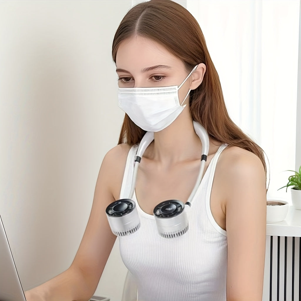 Neck Fan Wearable USB Rechargeable Hands-Free Personal Fan Ultra-Quiet Adjustable Speed Strong Wind for Home Office Outdoor Travel Commute