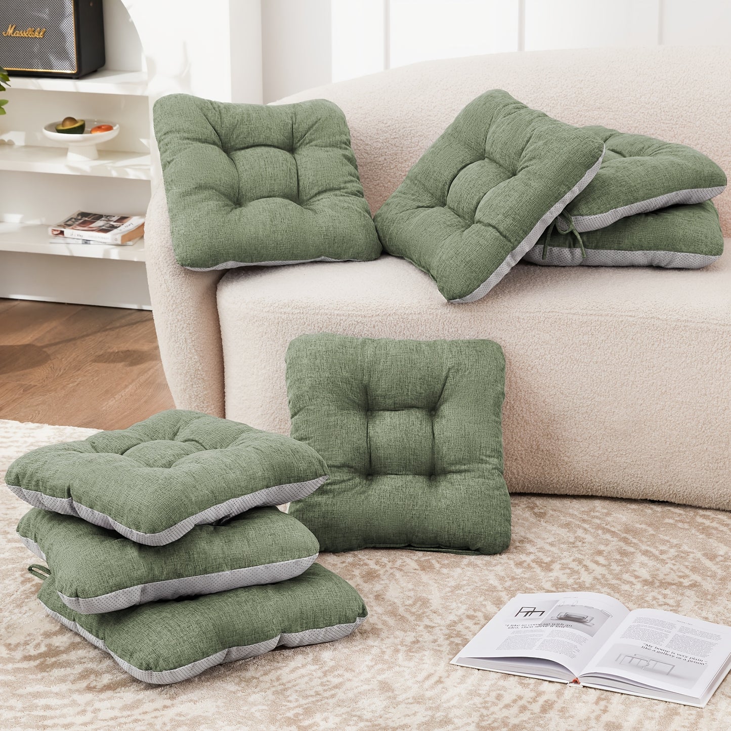 New Year 4/8pcs Memory Foam Chair Cushions, M L Size Available, Outdoor/Indoor Chair Pads for Dining Chairs 4/8 Pack, Seat Cushions for Kitchen, Dining Room, Office, Patio Chair