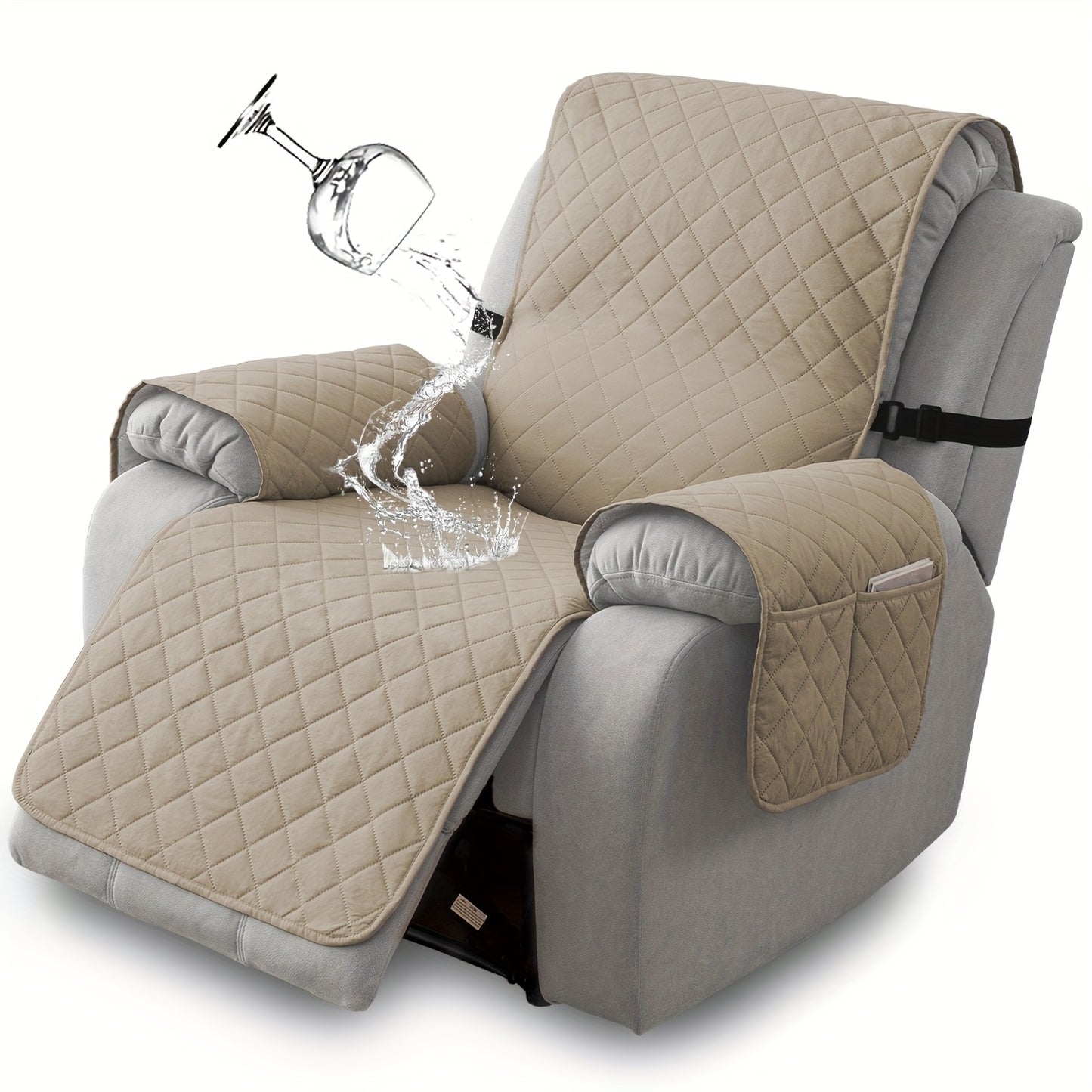 1pc 100% Non-Slip Recliner Chair Cover Sofa Slipcover, Pet Cover For Large Recliner With Elastic Straps, Washable Chair Seat Cover Recliner Chair Furniture Protector, Recliner Compatible, Valentine'S Day Home Decorations