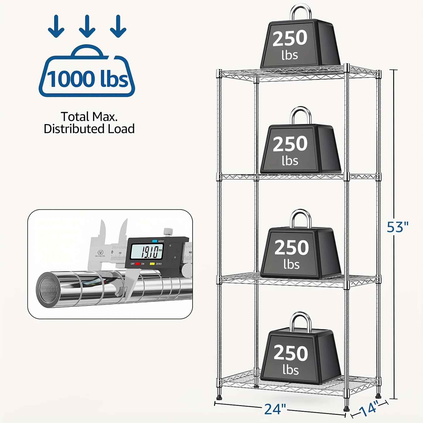 MZG Heavy-Duty Adjustable 5/4 Shelf Metal Storage Shelving Unit - Industrial Garage, Pantry, Kitchen, Workshop Organizer Tool-Free Assembly, Space-Saving Shelving Rack For Home, Commercial Use Open Shelf Design, Sturdy Construction, Utility Shelves