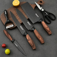 6-piece kitchen knife set - brown