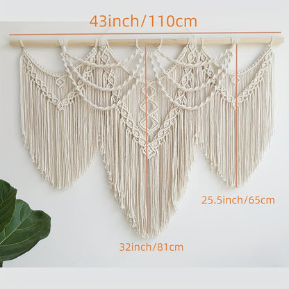 1pc of Large Macrame Wall Hanging, a Bohemian Tapestry for Home Decor, Handmade And, Suitable for Bedroom, Living Room, Or Wedding Party, Measuring 43 Inches by 32 Inches