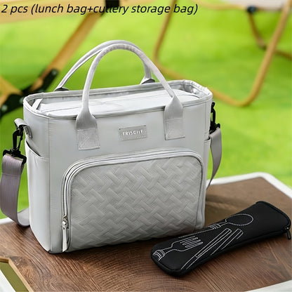 Extra Large 2.91gal Insulated Lunch Bag, Portable Thermal Tote with Adjustable Shoulder Strap and Handle, Cold & Hot Food Carrier, Beach Cooler Bag for Outdoor Use, Keeps Meals Fresh and Delicious, Non-Food Contact