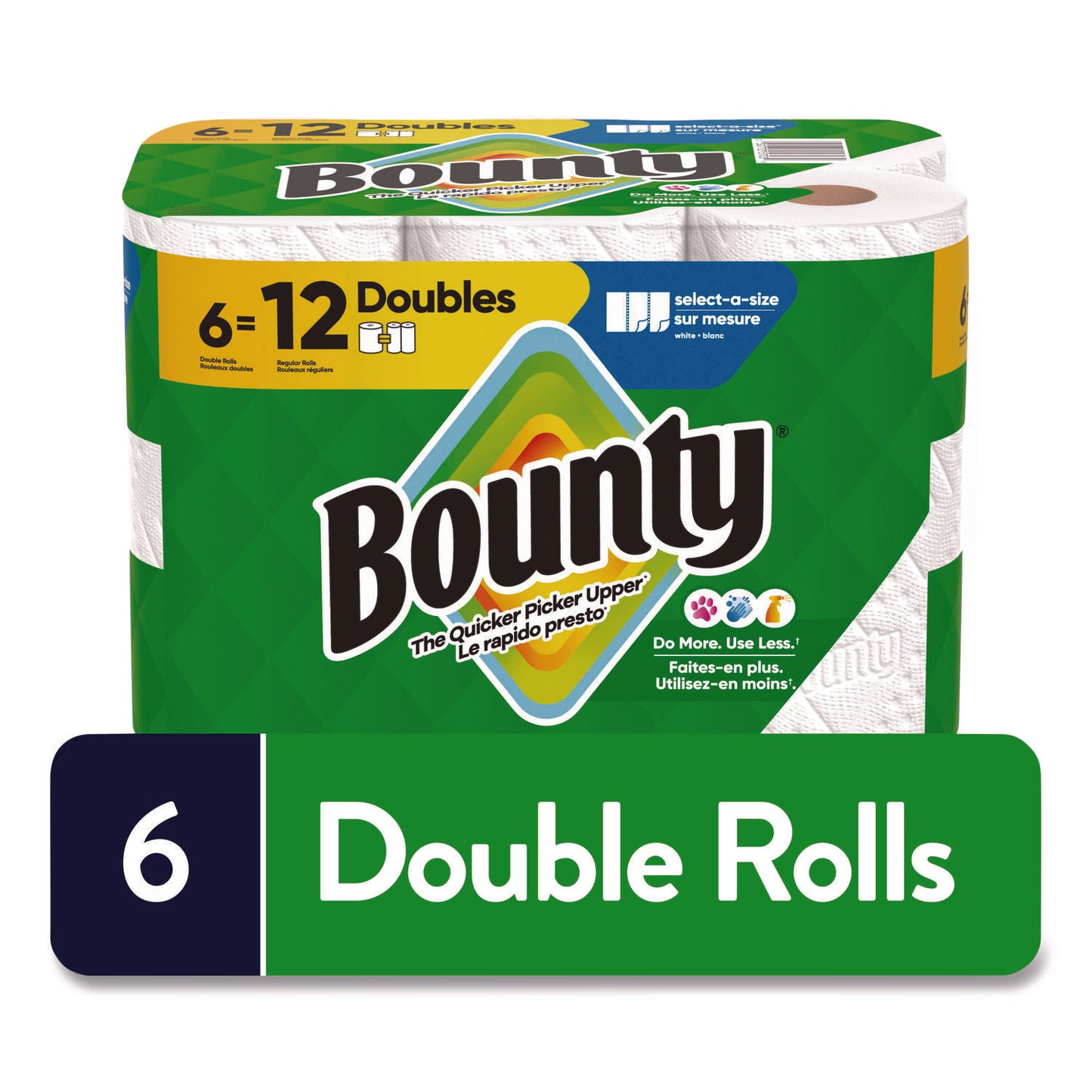 Pack of 6 Bounty Select-a-Size Kitchen Paper Towel Rolls, 2-Ply, 6 x 11, White, Double Size Rolls, 82 Sheets per Roll, Sold as 1 Pack Each