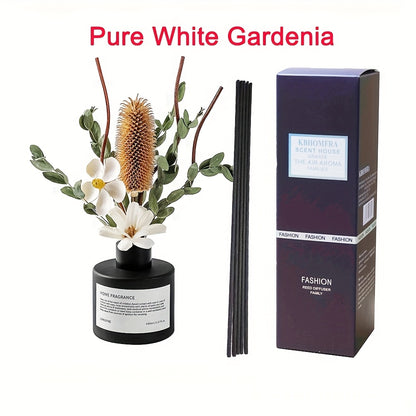 KBHOMFRA Real Flower Reed Diffuser 3.38 Oz(100ml) Jasmine Tea Home Fragrance Scent Essential Oil Diffuser With Sticks Aroma Home Christmas Decor For Air Fresheners Bathroom