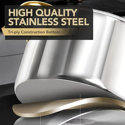 [Non-stick Cookware Set] Stainless Steel Cookware Set, 13/11/1pc Non-stick Cookware Set, Non-toxic, Dishwasher And Oven Safe, Suitable for Frying, Boiling, And Stir-frying, Ideal for Kitchens And The Catering Industry -Kitchen Cookware Set