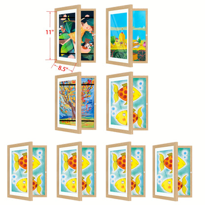 Kids Art Frame Changeable Front-Opening Display – Children Artwork Picture Frame for 8.5x11 & 10x12.5 Drawings, Paintings & School Projects, Perfect Christmas & Holiday Gift, White / Wood / Black, 2/4/8 Pack