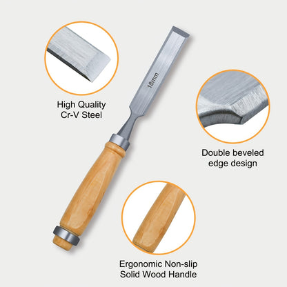 This Is a Set of Four Woodworking Chisels Designed for Professionals, Perfect for Tasks Like Wood Carving. Made from CR-V Steel, These Chisels Are Excellent for Woodworking, Detailed Carving, And Projects