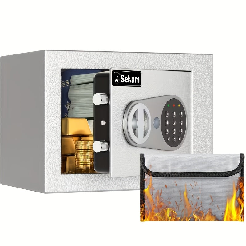 Heavy-Duty Fireproof Steel Safe With Cash Bag - Secure Home Safe Box With Keypad & Key Lock, Ideal For Storing Money, Documents, And Valuables (Black)Valentine'S Day