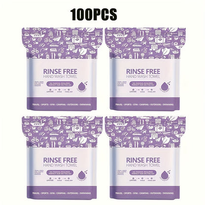 Disposable No-Rinse Foaming Bath Towels - Large 11.81" Body Wipes, Wet & Wipe Cleansing Cloths for Elderly Care, Camping, Post-Surgery, Fitness & Travel, Bulk 50/100/200 Pack, No Shower Needed