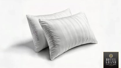 Hotel Grand White Feather Down Queen Size Pillows Set of 2, 500 Thread Count Bed Pillows Soft Hypoallergenic 100% Cotton Breathable Hotel Collection Back/Side Sleeping Bed Pillows, 2 Packs