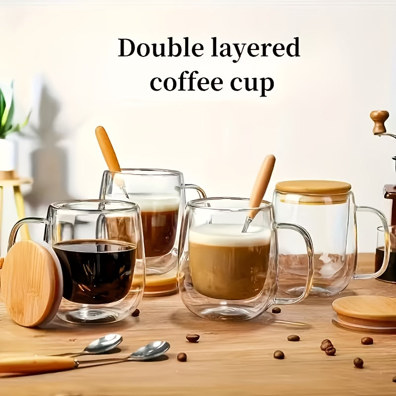 4pcs, 350ml/11.67oz Coffee Cup With Lid And Spoon, Durable, Easy To Clean, Suitable For Coffee, Milk Tea, Juice, Water, Perfect For Family Gatherings, Office Afternoon Tea, Universal For Halloween And Christmas Parties