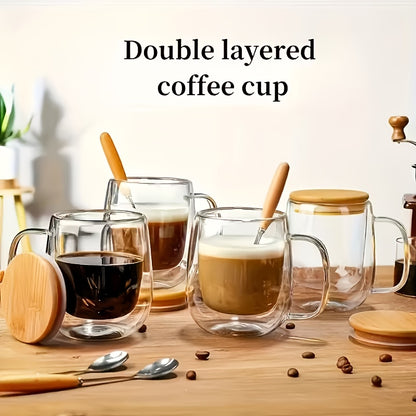 4pcs, 350ml/11.67oz Coffee Cup With Lid And Spoon, Durable, Easy To Clean, Suitable For Coffee, Milk Tea, Juice, Water, Perfect For Family Gatherings, Office Afternoon Tea, Universal For Halloween And Christmas Parties