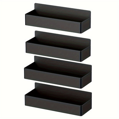 2pcs/ 4pcs Large Capacity Black And White Magnetic Spice Rack, Multifunctional Wall Mounted Storage Rack, Refrigerator Storage Rack