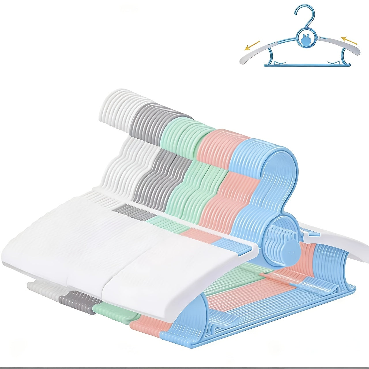 Baby Clothes Hangers, 11-14 Inch Adjustable Clothes Hangers 100/60/20pcs, Non-Slip Kids Hangers, Space Saving Stackable Toddler Hangers, Infant Closet Hangers