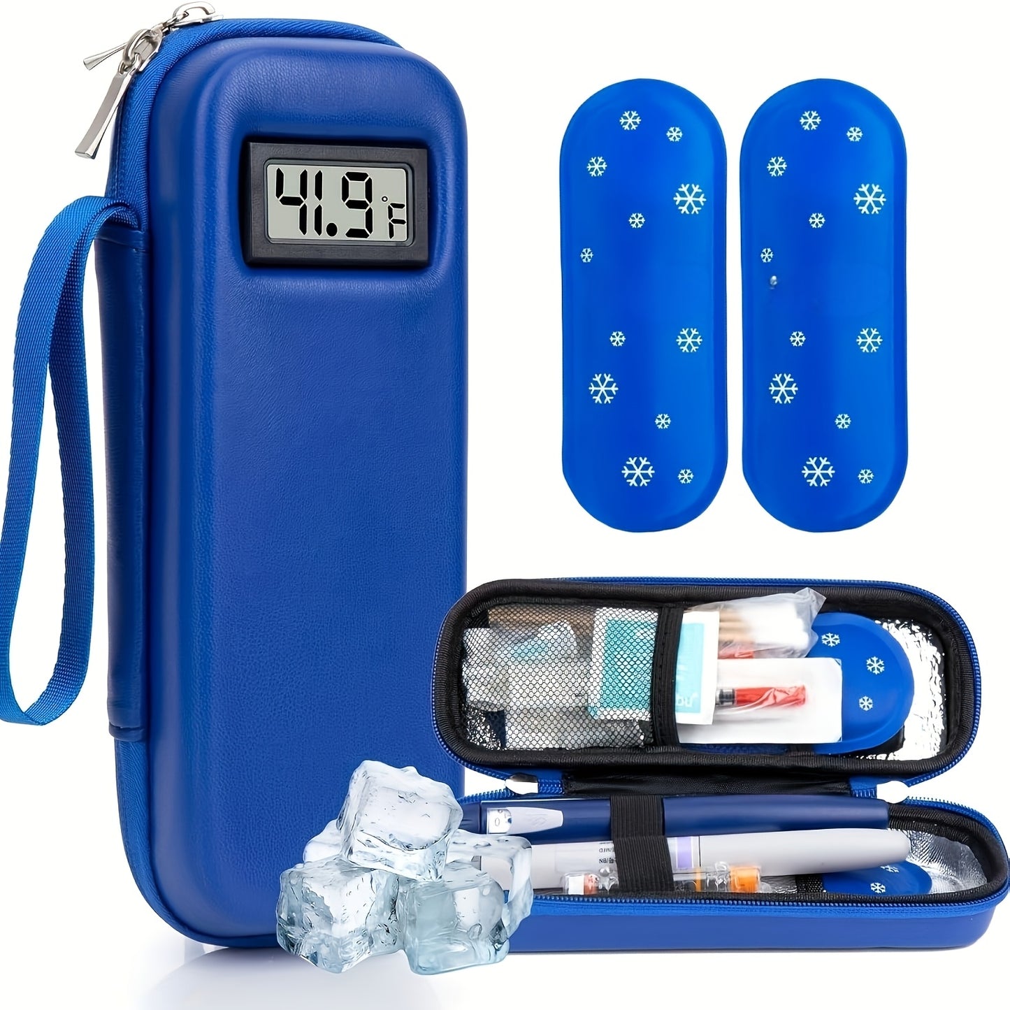 Travel Case for Insulin with a Temperature Monitor, Designed for Portability, Includes Two Tsa-Approved Ice Packs for Keeping Insulin Pens And Other Diabetes Essentials