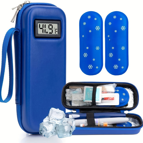 Travel Case for Insulin with a Temperature Monitor, Designed for Portability, Includes Two Tsa-Approved Ice Packs for Keeping Insulin Pens And Other Diabetes Essentials