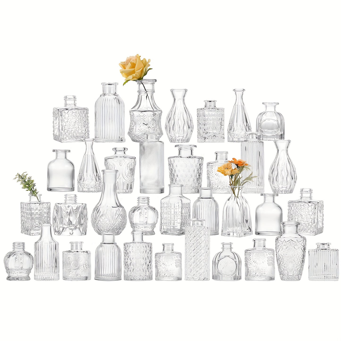 TOMNK 9/12/24/36/54pcs Bud Vase, Wedding Centerpieces For Tables, Mini Clear Bud Vases For Flowers, Small Flower Vases Suitable For Birthday Party, Anniversary, Wedding, Home Table Deco, Multiple Sizes, For Mother'S Day