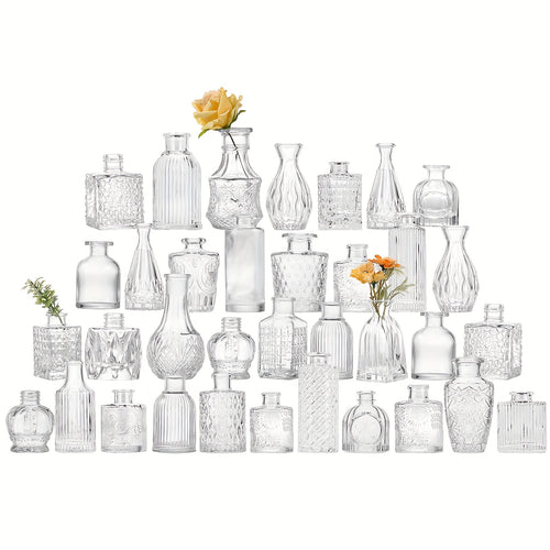 TOMNK 9/12/24/36/54pcs Bud Vase, Wedding Centerpieces For Tables, Mini Clear Bud Vases For Flowers, Small Flower Vases Suitable For Birthday Party, Anniversary, Wedding, Home Table Deco, Multiple Sizes, For Mother'S Day