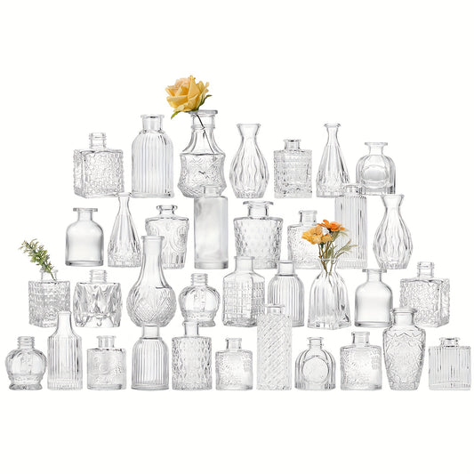 TOMNK 9/12/24/36/54pcs Bud Vase, Wedding Centerpieces For Tables, Mini Clear Bud Vases For Flowers, Small Flower Vases Suitable For Birthday Party, Anniversary, Wedding, Home Table Deco, Multiple Sizes, For Mother'S Day