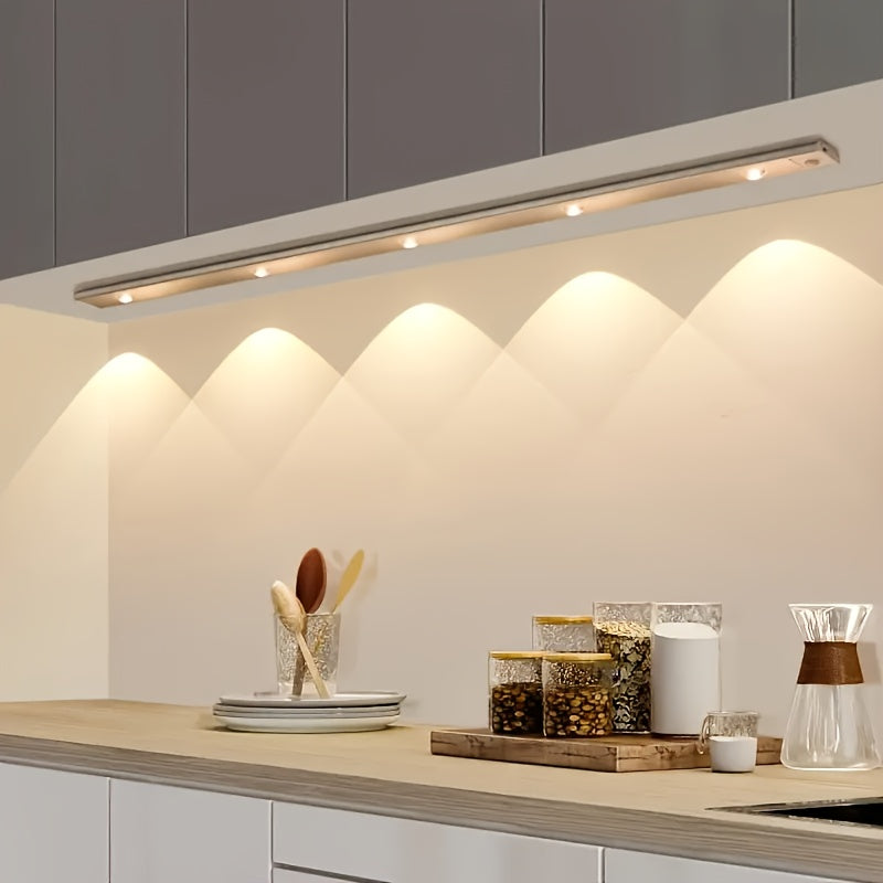LED Sensor Strip Light USB Rechargeable – 3-Color Dimmable Motion Sensing Wireless Night Light for Kitchen, Wardrobe, Cabinet, Shoe Cabinet & Bedroom (20cm / 30cm / 40cm / 50cm)