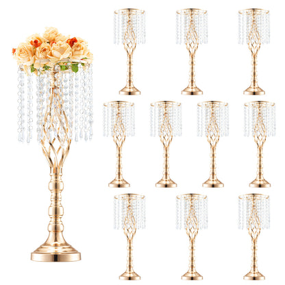 VEVOR 2PCS/ 10PCS/ 12PCS/ 20PCS 43cm/ 49cm/ 55cm/16.9”/ 19.3”/ 21.65” Tall Crystal Wedding Flower Stand Vase for Party Decor