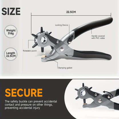 FORICOM Belt Hole Puncher Kit, Upgraded Version Leather Hole Punch for Belt, Saddles, Shoes, Fabric, DIY & Craft Projects, 6 Holes Heavy Duty Rotary Puncher, Easily Punches Perfect Round Holes