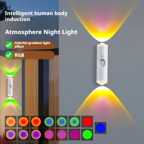 Set of 6 Cat Eye LED Wall Lights with Motion Sensor, USB Rechargeable Night Lamp with 3 Color Settings, Suitable for Bedroom, Stairs, Closet, And Bathroom, Featuring Automatic Sensing Without The Need for Wiring