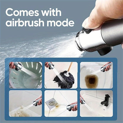 Filtered Handheld Shower Head High Pressure 4 Spray Modes ON/OFF Switch with Hose 5 Filter Elements Pet Shower