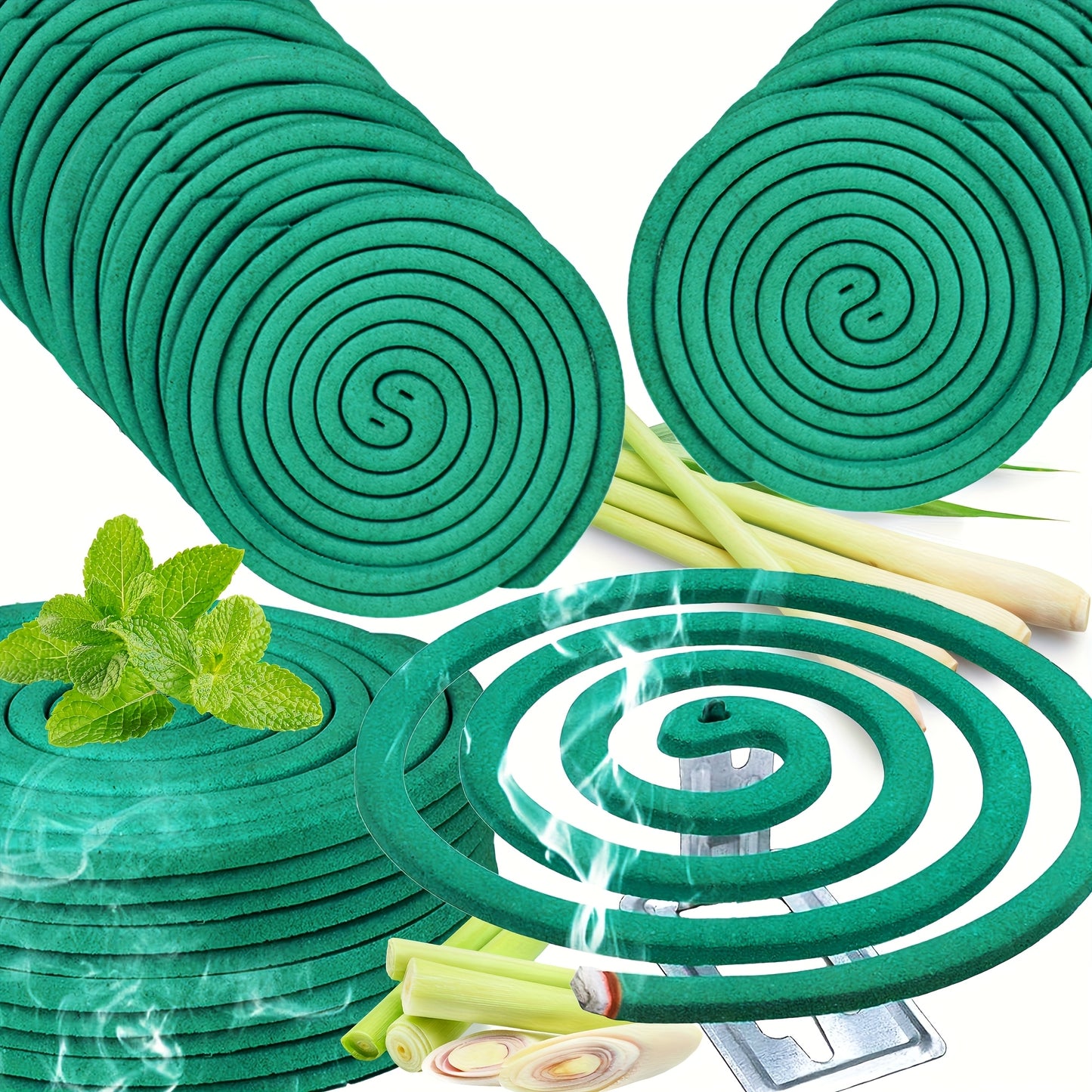 Large Natural Spiral Incense Coils, Long-Lasting Herbal Burn for Outdoor Patio, Camping, Garden, Meditation And Summer Evenings, Fresh Lemongrass Scent