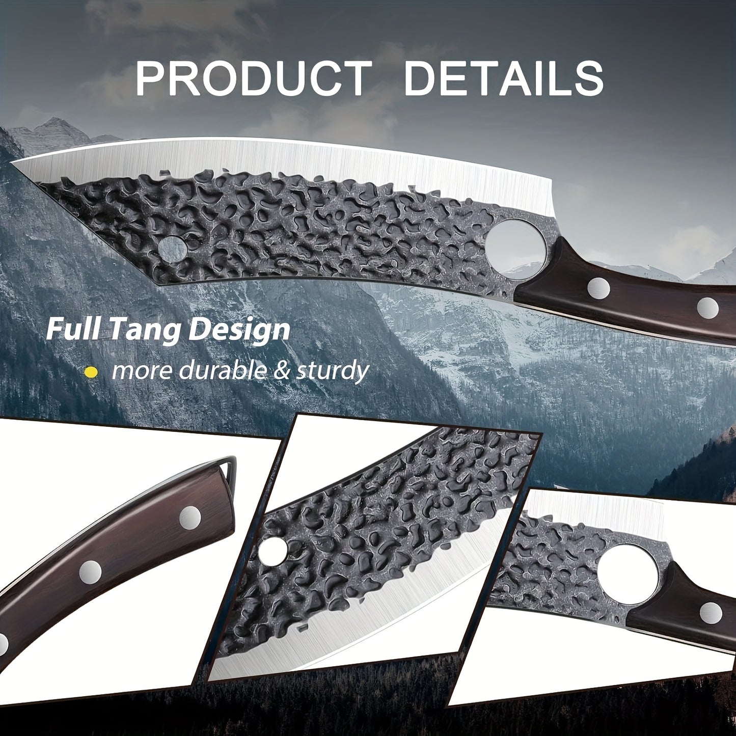Butcher Knife 8 Inch Ultra Sharp Carving Knife For Meat Vegetable Cutting With Finger Hole Hand Forged Chopping Knife Cooking Knife Cleaver, Gift For Family And Friend