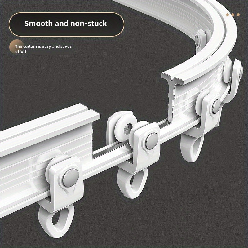 White Glossy Flexible Alloy Plastic Curtain Rail - Easy to Install on Ceiling, Trim to Fit, Ideal for Bathroom and Home Decor, Bay Window Decoration | Modern Curtain Accessories | Durable PVC Track, Bend as Needed
