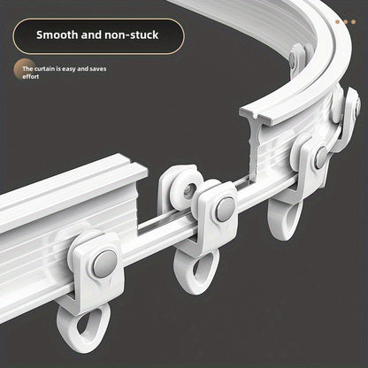 White Glossy Flexible Alloy Plastic Curtain Rail - Easy to Install on Ceiling, Trim to Fit, Ideal for Bathroom and Home Decor, Bay Window Decoration | Modern Curtain Accessories | Durable PVC Track, Bend as Needed