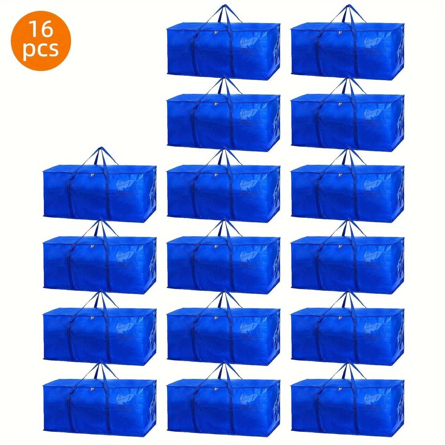 6pcs/16pcs Moving Bags Heavy Duty, 24.57gal/26.42gal Blue, Closet Storage And Storage System, Waterproof Storage Bags With Sturdy Handles And Zippers, Moving Storage, For Organizing Clothes, Moving Bags Heavy Duty Extra Large, For Halloween And Christmas
