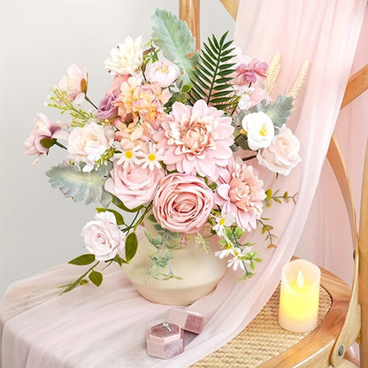 Artificial flower box set with artificial flowers, used for DIY center piece cake decoration, wedding bouquet, boutique, home decoration (pink) Valentine's Day Spring