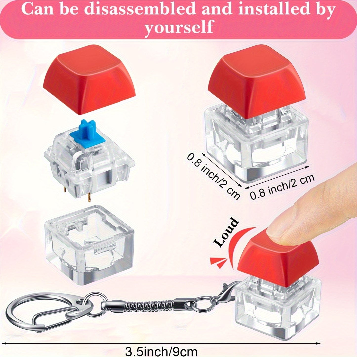 20 Keyboard Anxiety Keychains, Suitable for Adults, Finger Tip Key Caps, Used as Relax Gifts, Multiple Party Favor Packs
