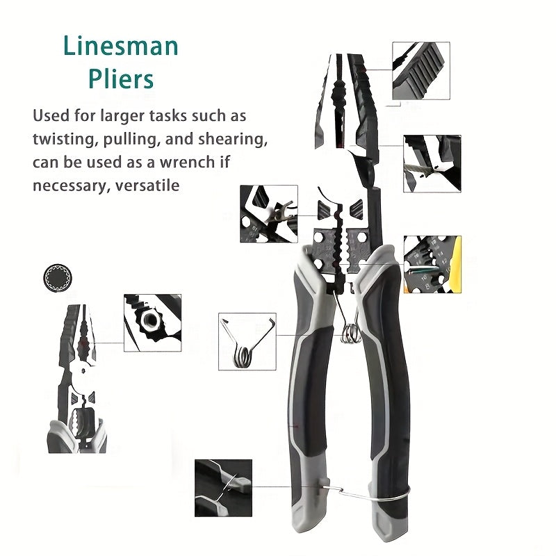 3pcs Pliers Set Diagonal Pliers Needle Nose Pliers Wire Cutter Multifunctional Electrician Hand Tools Heavy Duty Hardware Tool Kit