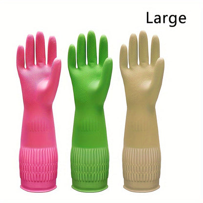 [3 Pair Premium Gloves] 3 Pair Ultra-Protective Premium Cleaning Gloves | Waterproof, Slip-Resistant, Heavy-Duty for Kitchen, Dishwashing, Laundry | Durable, Quick-Drying, Multi-Purpose Home Assistant