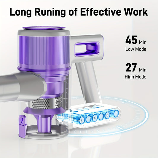45KPA Cordless Stick Vacuum Cleaner 8-in-1 Rechargeable, Up to 45 Min Runtime Lightweight Handheld Vacuum for Carpet Pet Hair Hardwood Floor Home, Powerful Suction Multi-Attachment Floor Vacuum Cleaner