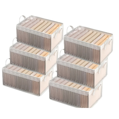 6pcs Foldable Storage Box with Steel Frame – Transparent PVC Stackable Organizer for Clothes, Blankets & Cosmetics | Waterproof Under Bed Storage