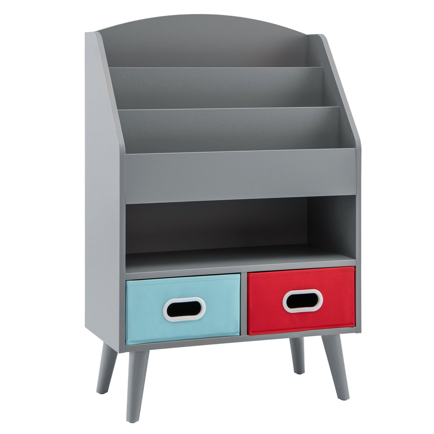 LIFEZEAL Bookshelf, a Display Rack for Kids' Books Featuring Three Tiers, Open Compartments, And Two Fabric Drawers, Serves As a Organizer for Playrooms, Classrooms, And Nurseries, Making It a Perfect Gift for Toddlers Aged 3 And Above