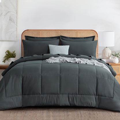 7pcs Comforter Set-Luxury Soft Fluffy Bedding With 1 Comforter, 1 Fitted Sheet, 1 Flat Sheet, And 4 Pillowcases & Pillow Cover-All Season Quilte Set Queen, Hypoallergenic, Breathable, Easy Care, Valentine'S Day Bed In A Bag, Gifts For Her