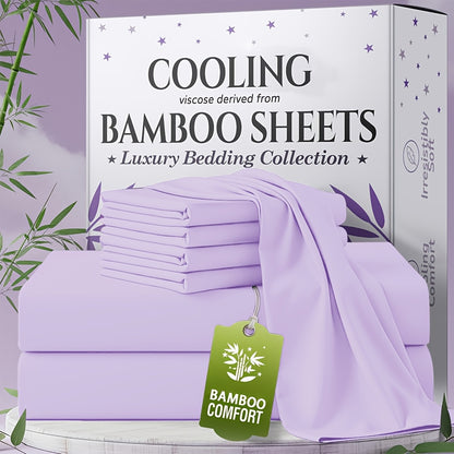 for extra Deep Pocket Bamboo Sheets Set - 4/6pcs Breathable & Cooling Bamboo Bed Sheet Set, Kid Sheet & Pillowcase Sets, Hotel Luxury, Soft Wrinkle-Free For Extra Deep Mattresses, Room Decor