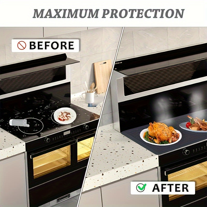 Silicone Covers for Electric Stoves - 28 X 20 Ceramic Stove Protector, Heat-Resistant Glass Cooktop Cover, And Dish Drying Mats for The Kitchen.